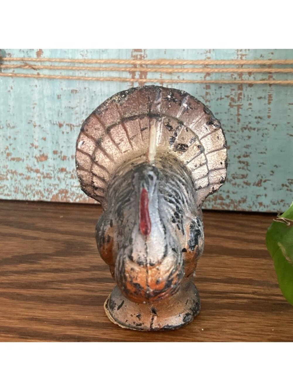 Vintage Gurley Thanksgiving Turkey Candle 3" Gold Feathers 1960’s Fall Decor